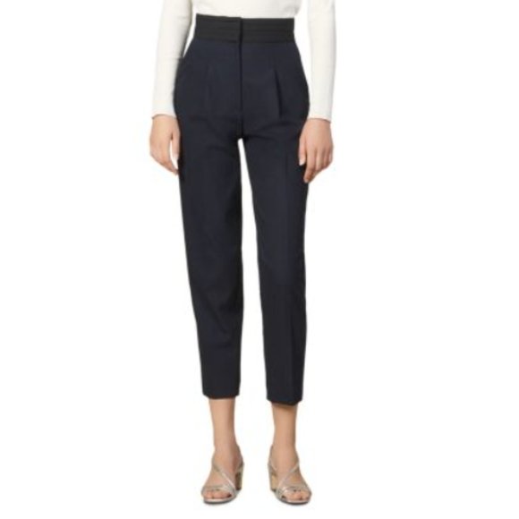 Sandro Pants - 141) NWT SANDRO Womens Smoky Cummerbund-Detail Pants Black Size Small MSRP $280